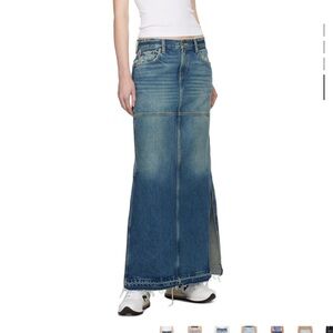 Re/Done blue split denim maxi skirt
